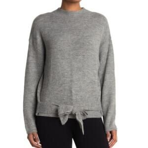 NWT Wayf Mock Neck Tie-Waist Cozy Sweater in Light Grey